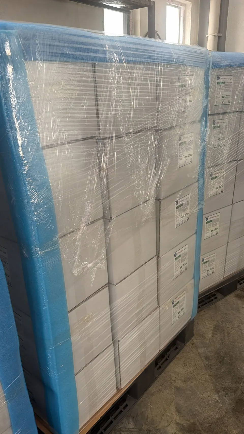 Stretch-wrapped pallets with edge protection
